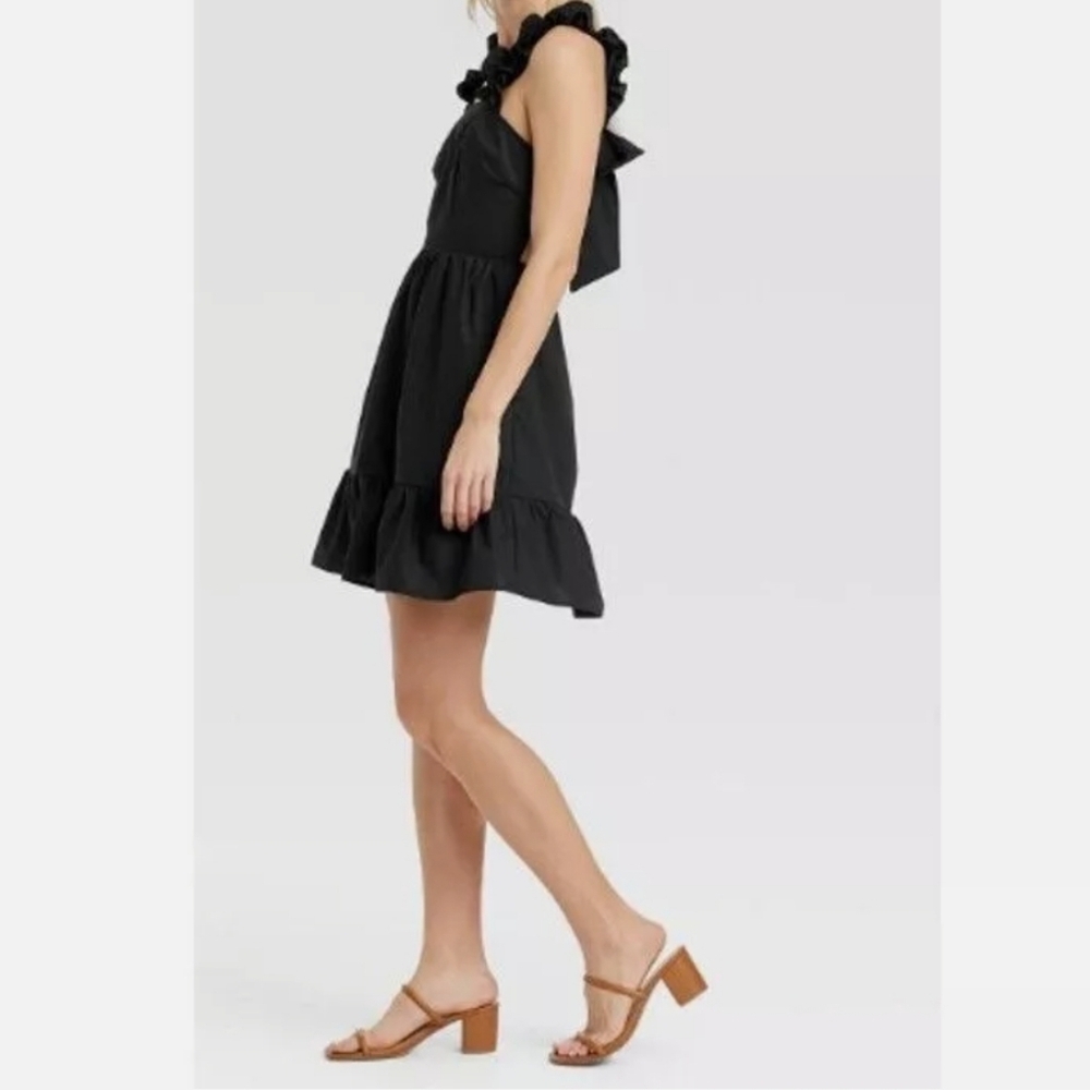Who What Wear Backless Ruffle Strap Dress Back Bow Mini Cutout Sundress - Picture 6 of 11